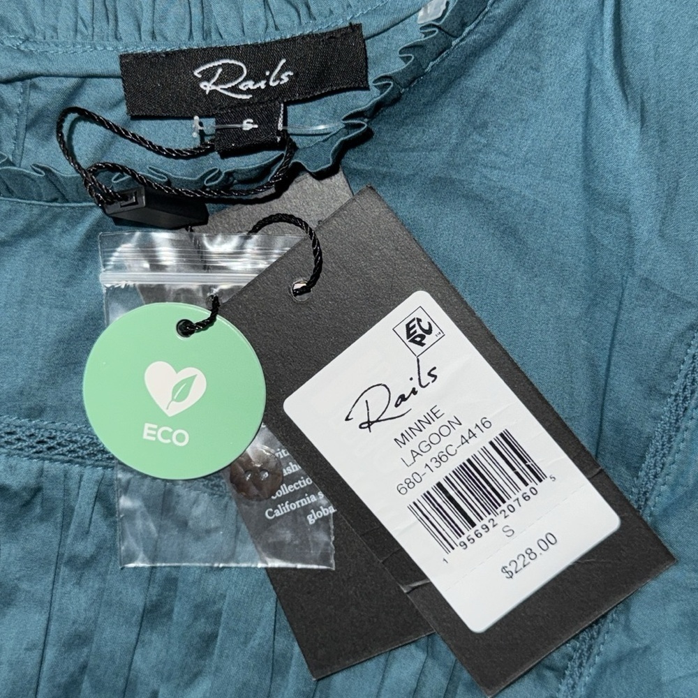 Rails Minnie Flutter Sleeve Mini Dress Lagoon NWT - image 11